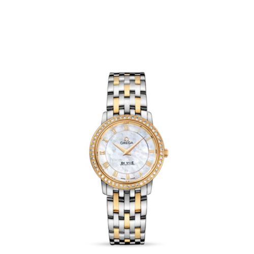 Omega De Ville Prestige Quartz 27 Stainless Steel / Yellow Gold / Diamond / Bracelet 413.25.27.60.05.001