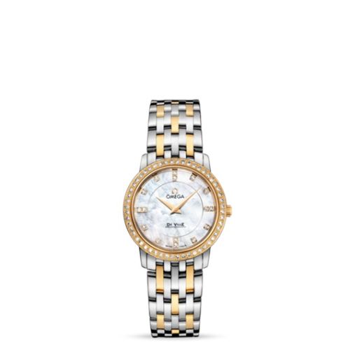 Omega De Ville Prestige Quartz 27 Stainless Steel / Yellow Gold / Diamond / MOP / Bracelet 413.25.27.60.55.001