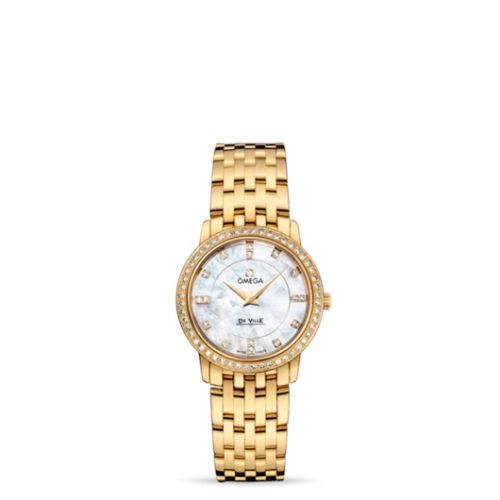 Omega De Ville Prestige Quartz 27 Yellow Gold Diamond / MOP Diamond / Bracelet 413.55.27.60.55.001