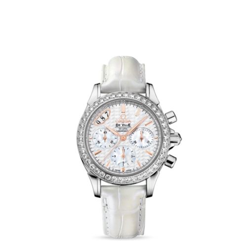 Omega De Ville Co-Axial 35 Chronograph Stainless Steel / Diamond / White / Strap 422.18.35.50.05.001
