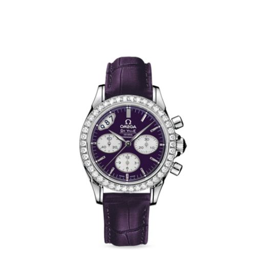 Omega De Ville Co-Axial 35 Chronograph Stainless Steel Diamond / Purple / Strap 422.18.35.50.10.001