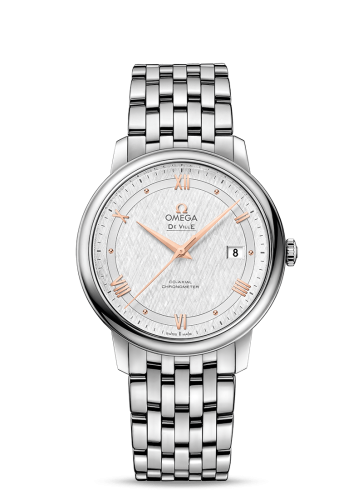 Omega De Ville Prestige Co-Axial 39.5 Stainless Steel / Vintage Silver Silk / Bracelet 424.10.40.20.02.004