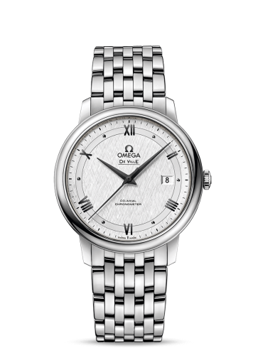 Omega De Ville Prestige Co-Axial 39.5 Stainless Steel / Vintage Silver Silk / Bracelet 424.10.40.20.02.005