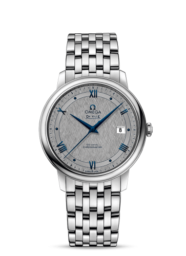 Omega De Ville Prestige Co-Axial 39.5 Stainless Steel / Vintage Grey Silk / Bracelet 424.10.40.20.06.002