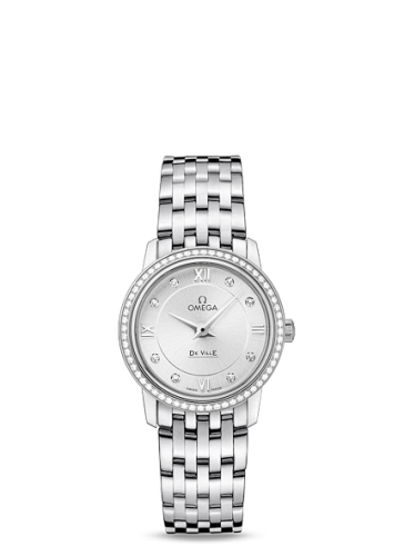 Omega De Ville Prestige Quartz 27.4 Stainless Steel / Diamond / Silver / Bracelet 424.15.27.60.52.001