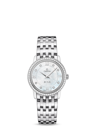 Omega De Ville Prestige Quartz 27.4 Stainless Steel / MOP / Bracelet / Diamond 424.15.27.60.55.001