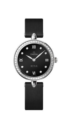 Omega De Ville Prestige Dewdrop Quartz 27.4 Stainless Steel / Black / Diamond 424.17.27.60.51.001