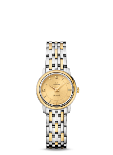 Omega De Ville Prestige Quartz 24.4 Stainless Steel / Yellow Gold / Champagne / Bracelet 424.20.24.60.08.001