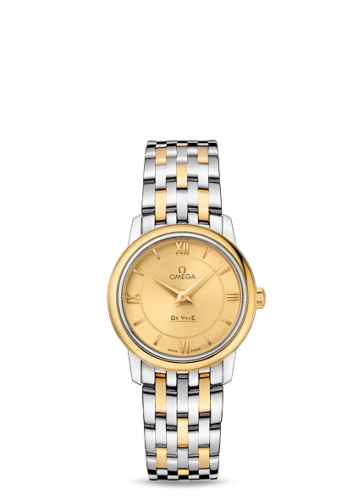 Omega De Ville Prestige Quartz 27.4 Stainless Steel / Yellow Gold / Champagne / Bracelet 424.20.27.60.08.001