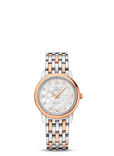 Omega De Ville Prestige Quartz 27.4 Stainless Steel / Red Gold / Silver Butterfly / Bracelet 424.20.27.60.52.002