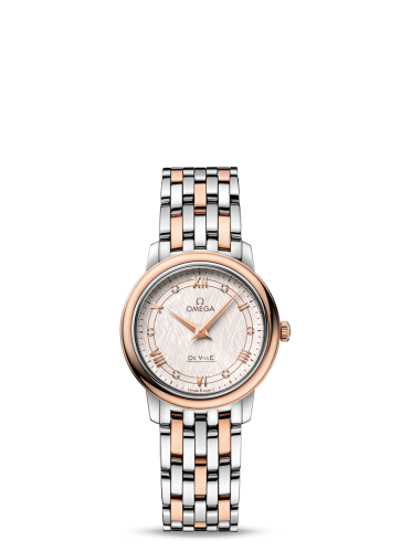 Omega De Ville Prestige Quartz 27.4 Stainless Steel / Red Gold / Vintage Silver Silk / Bracelet 424.20.27.60.52.003