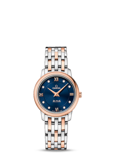 Omega De Ville Prestige Quartz 27.4 Stainless Steel / Red Gold / Blue / Bracelet 424.20.27.60.53.001
