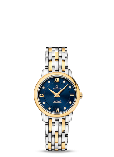 Omega De Ville Prestige Quartz 27.4 Stainless Steel / Yellow Gold / Blue / Bracelet 424.20.27.60.53.002