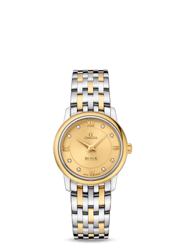 Omega De Ville Prestige Quartz 27.4 Stainless Steel / Yellow Gold / Champagne / Bracelet 424.20.27.60.58.001