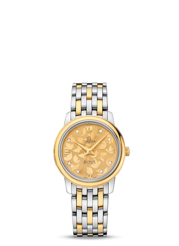 Omega De Ville Prestige Quartz 27.4 Stainless Steel / Yellow Gold / Champagne Butterfly / Bracelet 424.20.27.60.58.002
