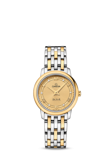 Omega De Ville Prestige Quartz 27.4 Stainless Steel / Yellow Gold / Vintage Champagne / Bracelet 424.20.27.60.58.003