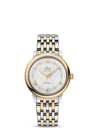 Omega De Ville Prestige Co-Axial 32.7 Stainless Steel / Yellow Gold / Vintage Silver Silk / Bracelet 424.20.33.20.52.001