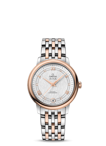 Omega De Ville Prestige Co-Axial 32.7 Stainless Steel / Red Gold / Vintage Silk Silver / Bracelet 424.20.33.20.52.002
