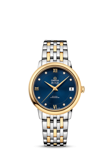 Omega De Ville Prestige Co-Axial 32.7 Stainless Steel / Yellow Gold / Blue / Bracelet 424.20.33.20.53.002