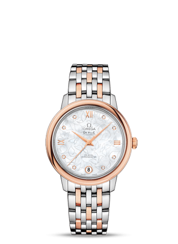 Omega De Ville Prestige Co-Axial 32.7 Stainless Steel / Red Gold / MOP Butterfly / Bracelet 424.20.33.20.55.001