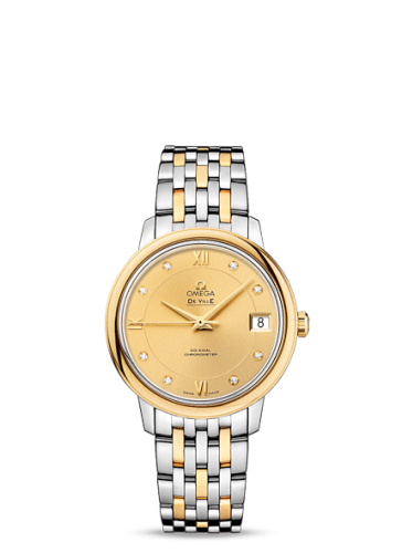 Omega De Ville Prestige Co-Axial 32.7 Stainless Steel / Yellow Gold / Champagne / Bracelet 424.20.33.20.58.001