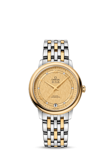 Omega De Ville Prestige Co-Axial 32.7 Stainless Steel / Yellow Gold / Vintage Champagne Silk / Bracelet 424.20.33.20.58.003
