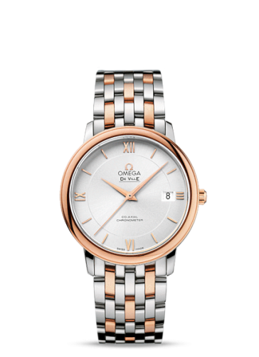 Omega De Ville Prestige Co-Axial 36.8 Stainless Steel / Red Gold / Silver / Bracelet 424.20.37.20.02.002