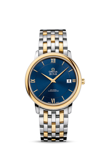 Omega De Ville Prestige Co-Axial 36.8 Stainless Steel / Yellow Gold / Blue / Bracelet 424.20.37.20.03.001