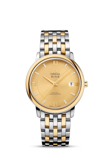 Omega De Ville Prestige Co-Axial 36.8 Stainless Steel / Yellow Gold / Champagne / Bracelet 424.20.37.20.58.001