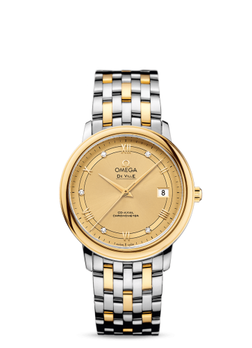 Omega De Ville Prestige Co-Axial 36.8 Stainless Steel / Yellow Gold / Vintage Champagne / Bracelet 424.20.37.20.58.002