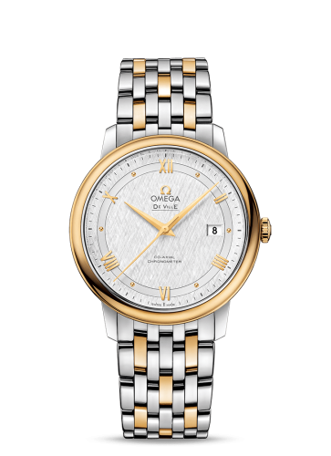 Omega De Ville Prestige Co-Axial 39.5 Stainless Steel / Yellow Gold / Vintage Silk Silver / Bracelet 424.20.40.20.02.001