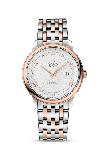 Omega De Ville Prestige Co-Axial 39.5 Stainless Steel / Red Gold / Vintage Silk Silver / Bracelet 424.20.40.20.02.002