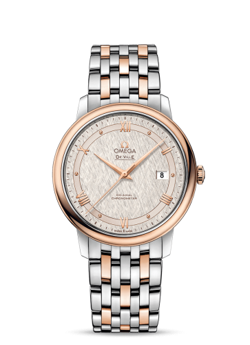 Omega De Ville Prestige Co-Axial 39.5 Stainless Steel / Red Gold / Vintage Silver Silk / Bracelet 424.20.40.20.02.003