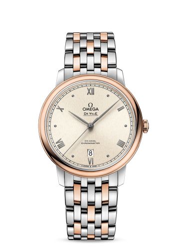Omega De Ville Prestige Co-Axial 39.5 Stainless Steel / Red Gold / Pink Linen / Bracelet 424.20.40.20.09.001