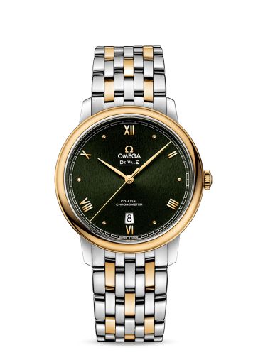 Omega De Ville Prestige Co-Axial 39.5 Stainless Steel / Yellow Gold / Green Sunburst / Bracelet 424.20.40.20.10.001