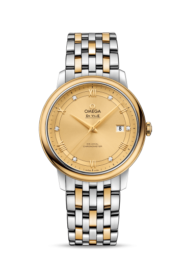 Omega De Ville Prestige Co-Axial 39.5 Stainless Steel / Yellow Gold / Vintage Champagne / Bracelet 424.20.40.20.58.001