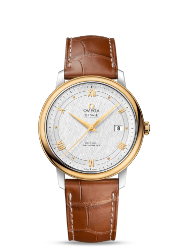 Omega De Ville Prestige Co-Axial 39.5 Stainless Steel / Yellow Gold / Vintage Silk Silver 424.23.40.20.02.001