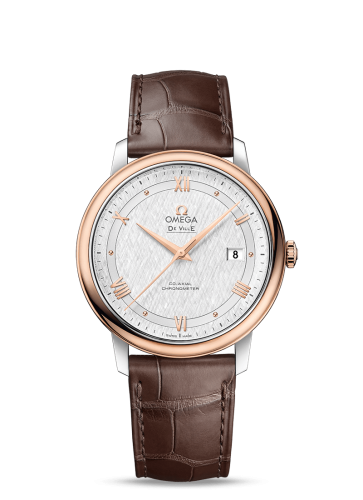 Omega De Ville Prestige Co-Axial 39.5 Stainless Steel / Red Gold / Vintage Silk Silver 424.23.40.20.02.002