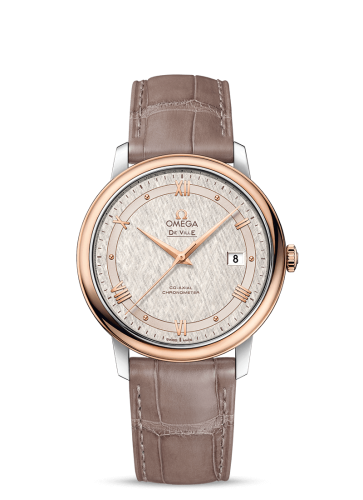 Omega De Ville Prestige Co-Axial 39.5 Stainless Steel / Red Gold / Vintage Silver Silk 424.23.40.20.02.003