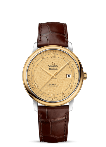 Omega De Ville Prestige Co-Axial 39.5 Stainless Steel / Yellow Gold / Vintage Champagne Silk 424.23.40.20.08.001