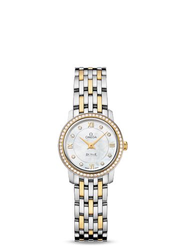 Omega De Ville Prestige Quartz 24.4 Stainless Steel / Yellow Gold / Diamond / MOP / Bracelet 424.25.24.60.55.001