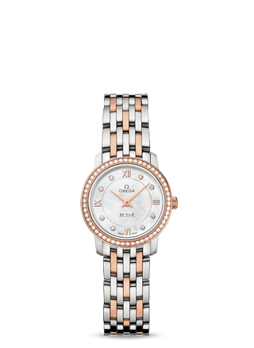 Omega De Ville Prestige Quartz 24.4 Stainless Steel / Red Gold / Diamond / MOP / Bracelet 424.25.24.60.55.002