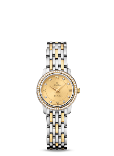 Omega De Ville Prestige Quartz 24.4 Stainless Steel / Yellow Gold / Diamond / Champagne / Bracelet 424.25.24.60.58.001