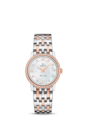 Omega De Ville Prestige Quartz 27.4 Stainless Steel / Red Gold / Diamond / MOP / Bracelet 424.25.27.60.55.002
