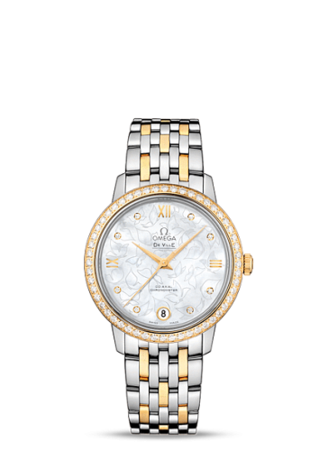 Omega De Ville Prestige Co-Axial 32.7 Stainless Steel / Yellow Gold / MOP Butterfly / Diamond / Bracelet 424.25.33.20.55.004