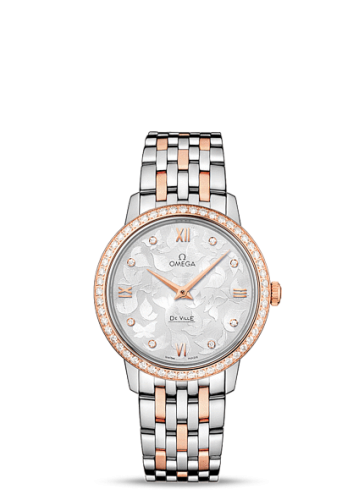 Omega De Ville Prestige Quartz 32.7 Butterfly Stainless Steel / Red Gold / Diamond / Bracelet 424.25.33.60.52.001