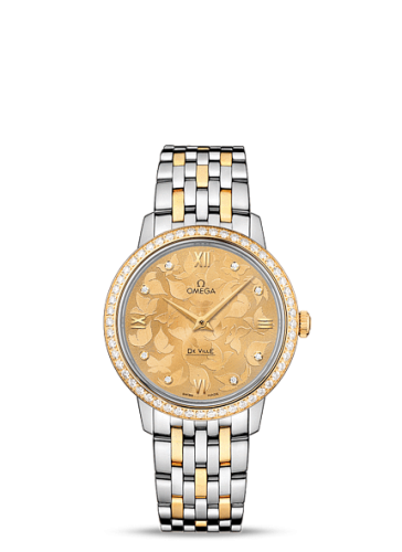 Omega De Ville Prestige Quartz 32.7 Butterfly Stainless Steel / Yellow Gold / Diamond / Bracelet 424.25.33.60.58.001