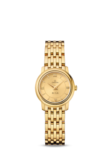 Omega De Ville Prestige Quartz 24.4 Yellow Gold / Champagne / Bracelet 424.50.24.60.08.001