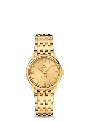 Omega De Ville Prestige Quartz 27.4 Yellow Gold / Champagne / Bracelet 424.50.27.60.08.001