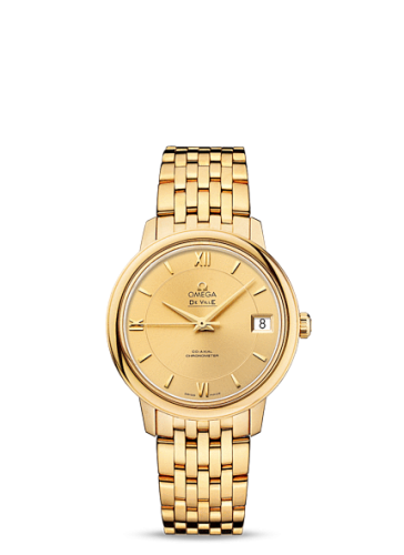 Omega De Ville Prestige Co-Axial 32.7 Yellow Gold / Gold / Bracelet 424.50.33.20.08.001